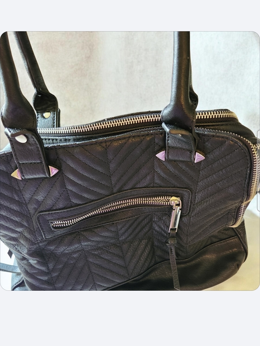 Structured Black Quilted Satchel with Silver Accents By Torrid ■ EUC